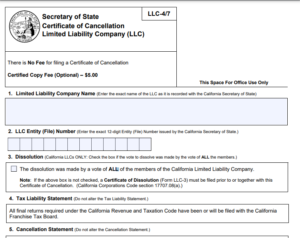 Foreign LLCs-Certificate of cancelletaion